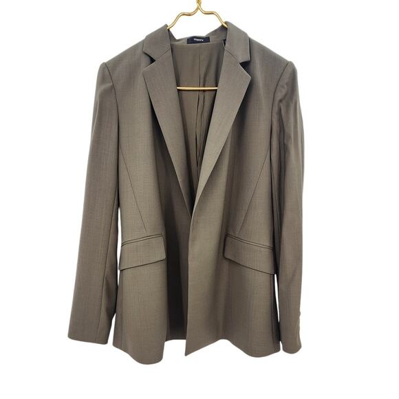Theory Sedeia Contour 100%‎ Virgin Wool Blazer Brown Size 4 - Picture 2 of 12